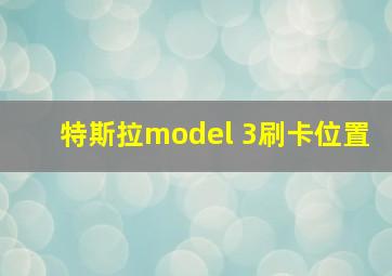 特斯拉model 3刷卡位置